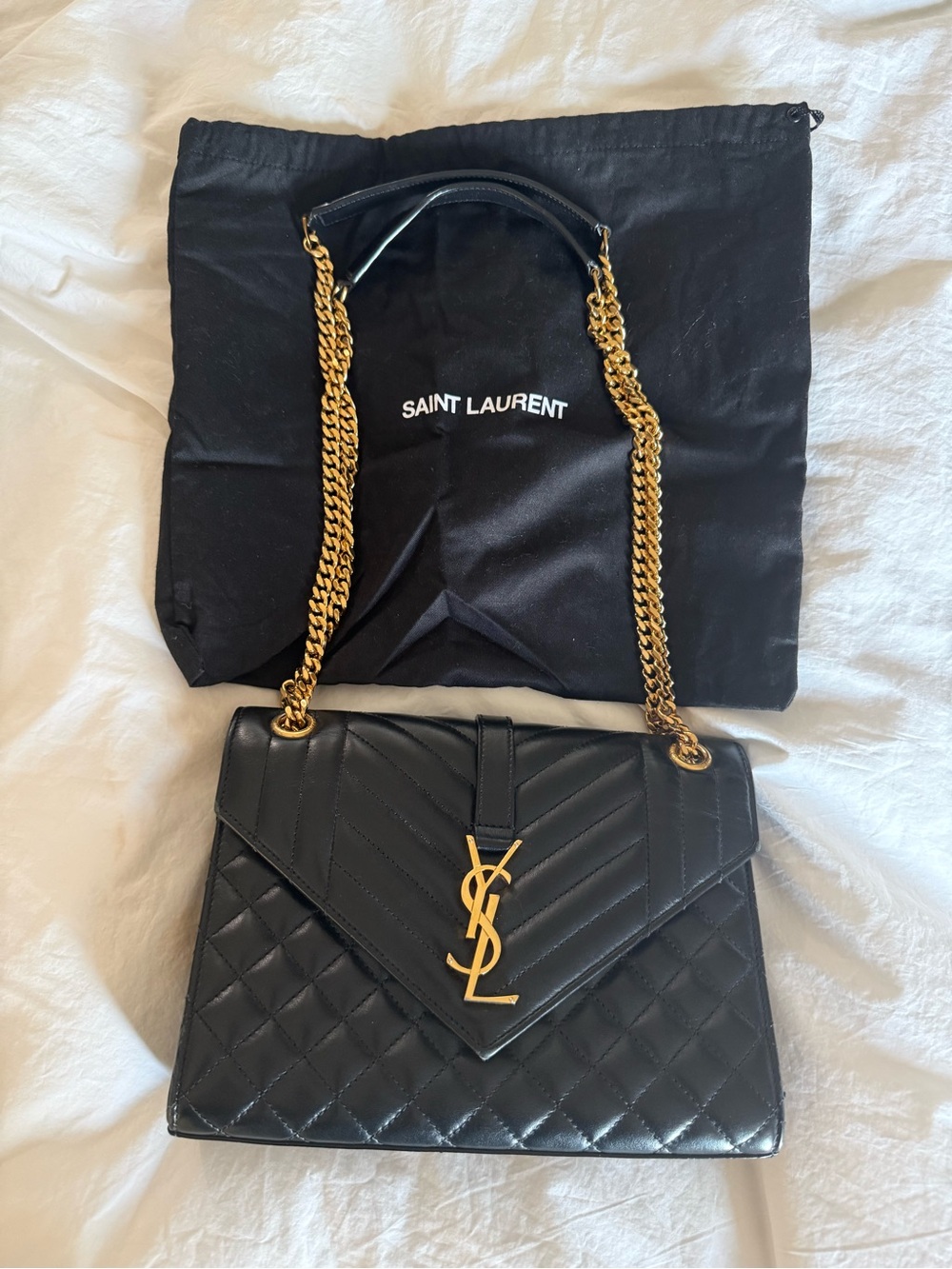Saint Laurent Black Medium Envelope Bag